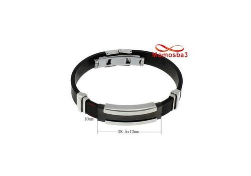 Bracelet en silicone et acier inoxydable argenté (réglable) au meilleur prix au Maroc