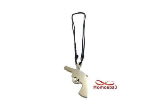 Collier Fil Noir Réglable Avec Pendentif Pistolet Argenté En Acier Inoxydable Argenté - Unisex au meilleur prix au Maroc