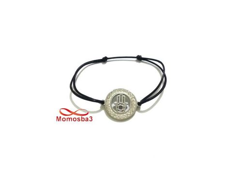Bracelet Fil Noir Réglable Avec Pendentif Khmissa En Acier Inoxydable Avec Pierres - Unisex au meilleur prix au Maroc