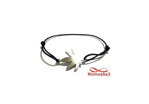 Bracelet Fil Noir Réglable Avec Pendentif Marijuana En Acier Inoxydable - Unisex au meilleur prix au Maroc