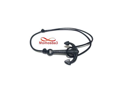 Bracelet Fil Noir Réglable Avec Pendentif Ancre Marine - Unisex au meilleur prix au Maroc