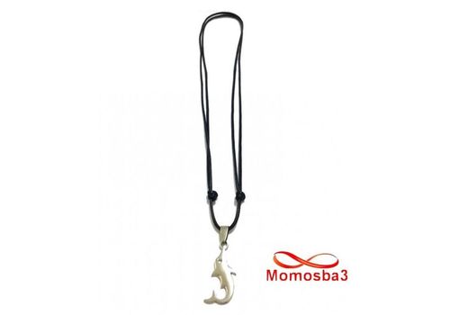 Collier Fil Noir Réglable Avec Pendentif Poisson En Acier Inoxydable Argenté - Unisex au meilleur prix au Maroc