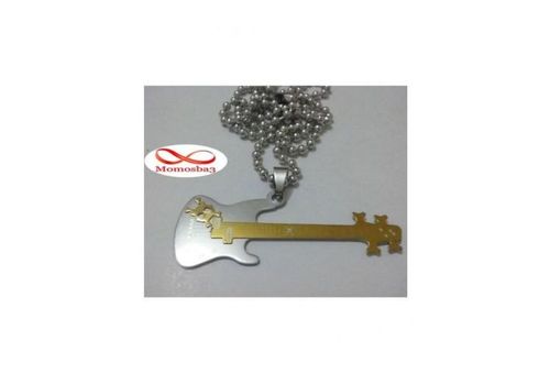 Chaine Avec Pendentif Guitar Argenté + DORE Acier Inoxydable au meilleur prix au Maroc