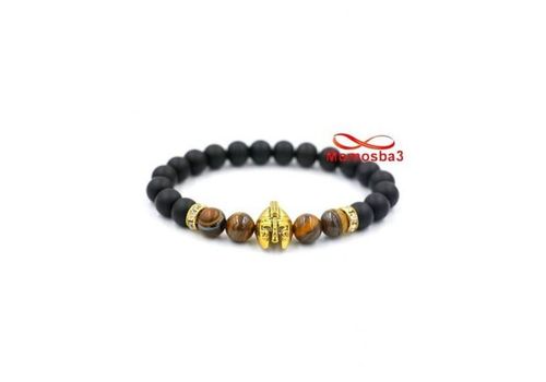 Agate Pierres Naturelle TIGER Eye + Noir Mat Avec Pendentif GLADIATOR au meilleur prix au Maroc