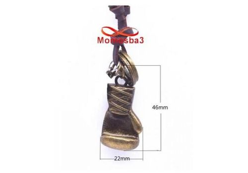 Collier Cuir MARRON Réglable Avec Pendentif GANT DE BOXE - Unisex au meilleur prix au Maroc