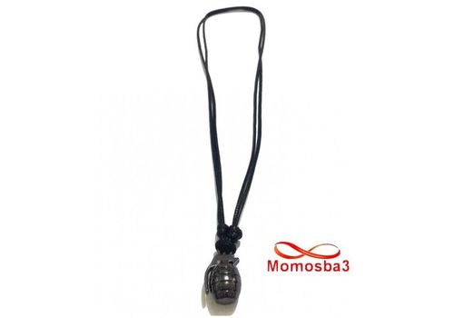 Collier Fil Noir Réglable Avec Pendentif Grenade Noir Acier Inoxydable Argenté - Unisex au meilleur prix au Maroc