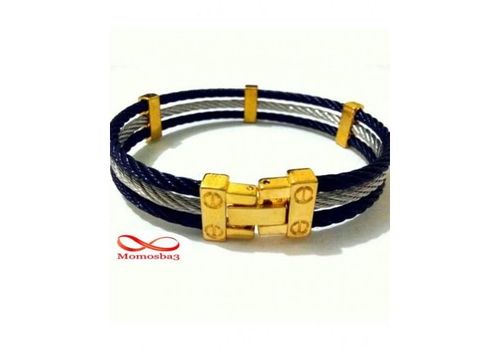 Bracelet En Acier Inoxydable Noir Argenté & DORE au meilleur prix au Maroc