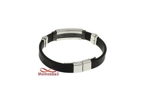 Bracelet en silicone et acier inoxydable argenté (réglable) au meilleur prix au Maroc