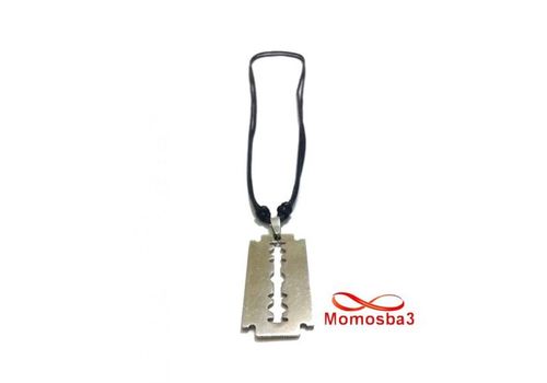 Collier Fil Noir Réglable Avec Pendentif Rasoir En Acier Inoxydable Argenté - Unisex au meilleur prix au Maroc