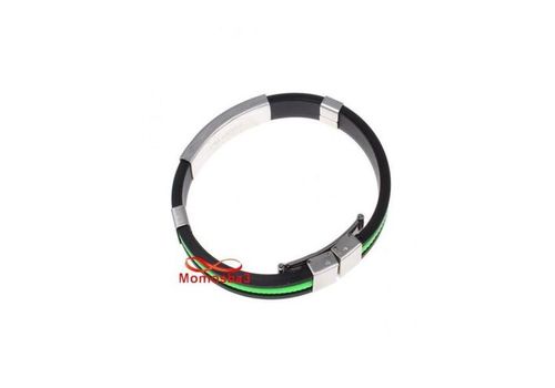 Bracelet En Silicone Noir + Vert Et Acier Inoxydable (Réglable) au meilleur prix au Maroc
