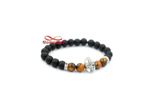 Agate Pierres Naturelle TIGER Eye + Noir Mat Avec Pendentif GLADIATOR au meilleur prix au Maroc