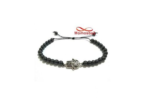 Agate Bracelet Hématite Avec Pendentif Khmissa Unisex - Fil Réglable au meilleur prix au Maroc