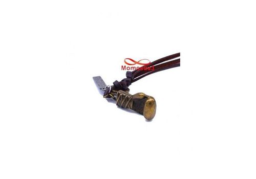 Collier Cuir MARRON Réglable Avec Pendentif GANT DE BOXE - Unisex au meilleur prix au Maroc