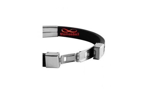 Bracelet En Acier Inoxydable Argenté Et Silicone Noir (Réglable) au meilleur prix au Maroc
