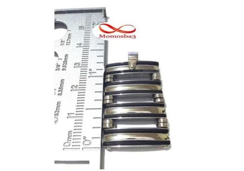 Chaine Maille Boule + Pendentif Plaque Argent - Acier Inoxydable Et Silicone au meilleur prix au Maroc