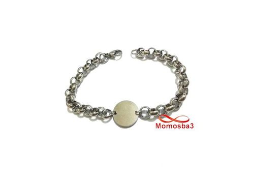 Gourmette En Acier Inoxydable Argenté Avec Piece Unisex Avec Sachet De Bijoux au meilleur prix au Maroc