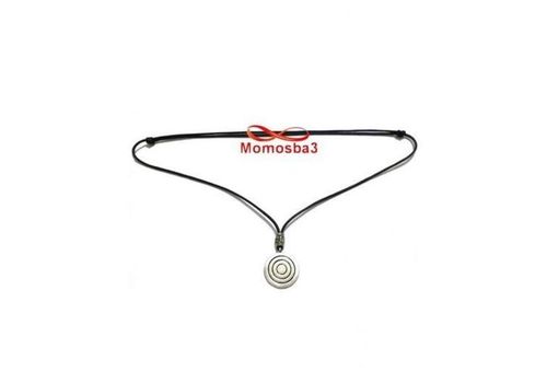 Collier Fil Noir Réglable Avec Pendentif Noir Argenté - Unisex au meilleur prix au Maroc
