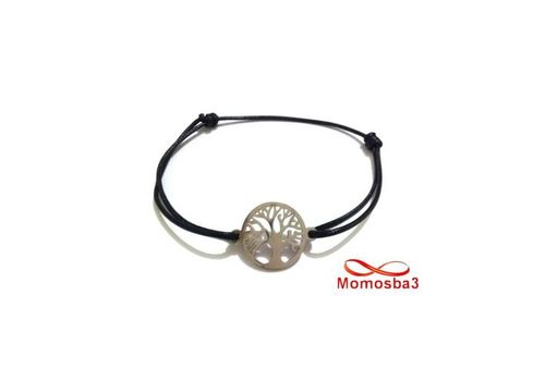 Bracelet Fil Noir Réglable Avec Pendentif Arbre De Vie En Acier Inoxydable - Unisex au meilleur prix au Maroc