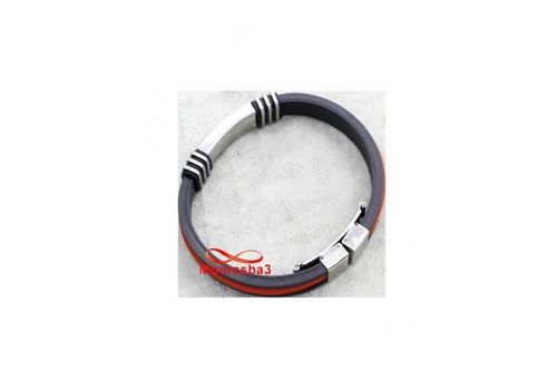 Bracelet En Silicone Noir + ROUGE Et Acier Inoxydable (Réglable) au meilleur prix au Maroc