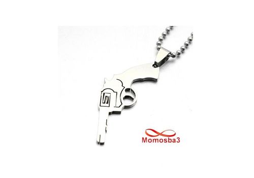 Chaine En Acier Inoxydable Avec Pendentif Pestol Revolver Taille Moyenne Argenté au meilleur prix au Maroc