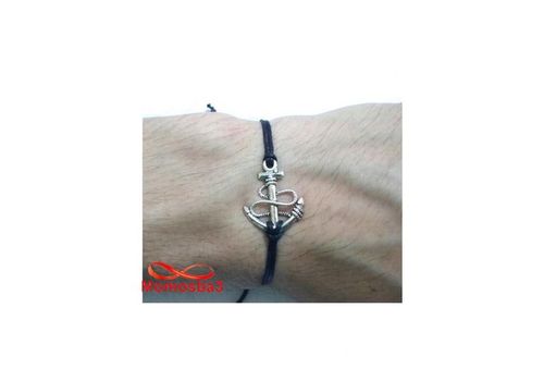 Bracelet Fil Noir Réglable Avec Pendentif Grand Ancre Marine  Argenté Charm - Unisex au meilleur prix au Maroc