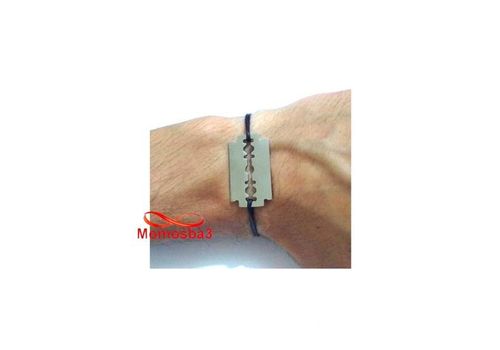 Bracelet Fil Noir Réglable Avec Pendentif Rasoir En Acier Inoxydable - Unisex au meilleur prix au Maroc