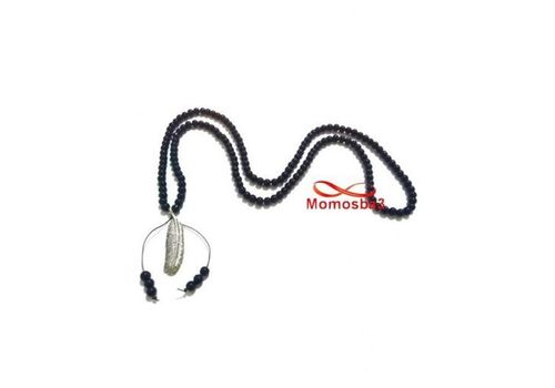 Collier Agate Verre Noir Avec Pendentif Plume a La Mode - Unisex au meilleur prix au Maroc