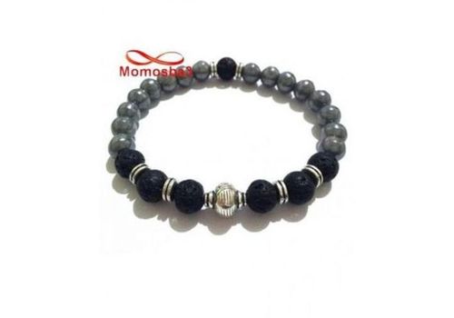 Agate Pierre Naturelle GRIS + Noir - Unisex au meilleur prix au Maroc