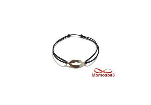 Bracelet Fil Noir Réglable Avec Pendentif Bouche En Acier Inoxydable - Unisex au meilleur prix au Maroc