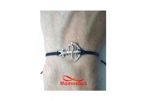 Bracelet Fil Noir Réglable Avec Pendentif Grand Ancre Marine  Argenté Charm - Unisex au meilleur prix au Maroc