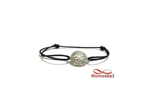 Bracelet Fil Noir Réglable Avec Pendentif Arbre De Vie En Acier Inoxydable - Unisex au meilleur prix au Maroc