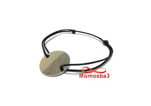 Bracelet Mohammed VI Fil Noir Réglable Avec Pendentif Pièce Taille Moyenne En Acier Inoxydable - Unisex au meilleur prix au Maroc