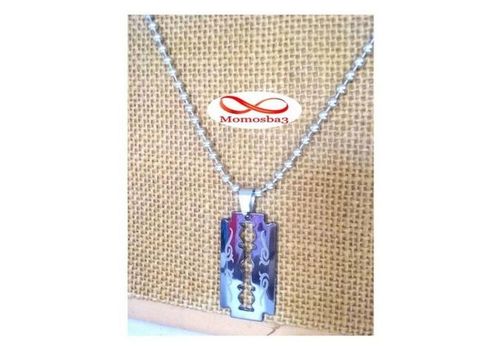 Chaine En Acier Inoxydable Avec Pendentif Rasoir Noir au meilleur prix au Maroc