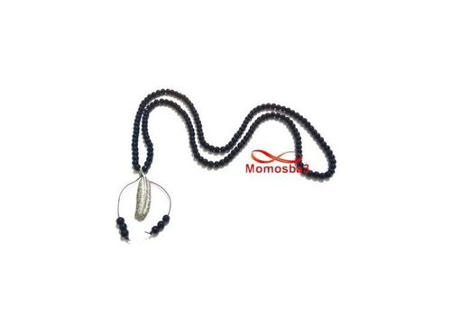 Collier Agate Verre Noir Avec Pendentif Plume a La Mode - Unisex au meilleur prix au Maroc