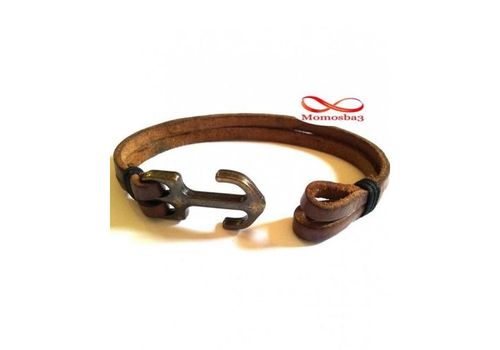 Bracelet Marine En Cuir MARRON Ancre BRONZE (Réglable) au meilleur prix au Maroc
