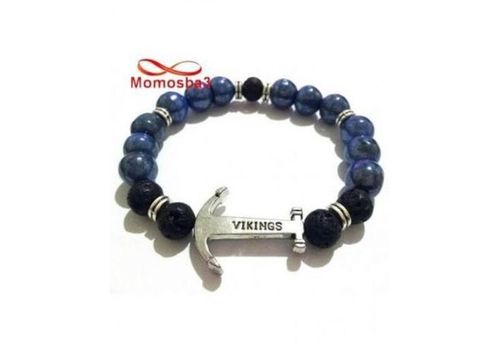 Agate Pierre Naturelle Avec Pendentif Ancre Vikings Argenté - Unisex au meilleur prix au Maroc