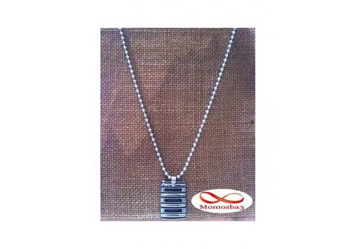 Chaine Maille Boule + Pendentif Plaque Argent - Acier Inoxydable Et Silicone au meilleur prix au Maroc