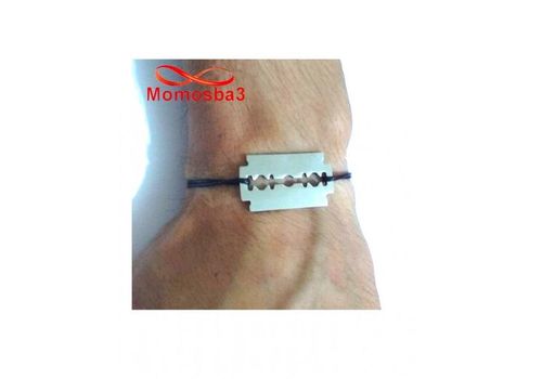 Bracelet Fil Noir Réglable Avec Pendentif Rasoir En Acier Inoxydable - Unisex au meilleur prix au Maroc