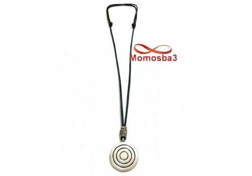 Collier Fil Noir Réglable Avec Pendentif Noir Argenté - Unisex au meilleur prix au Maroc