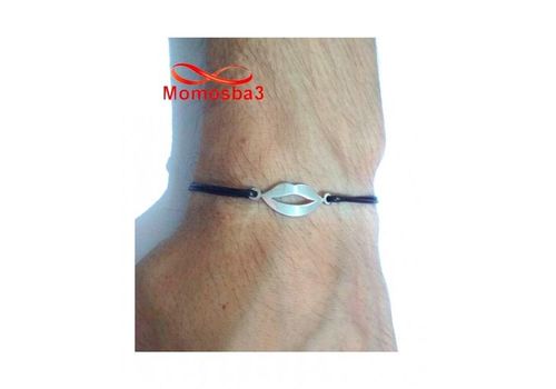 Bracelet Fil Noir Réglable Avec Pendentif Bouche En Acier Inoxydable - Unisex au meilleur prix au Maroc