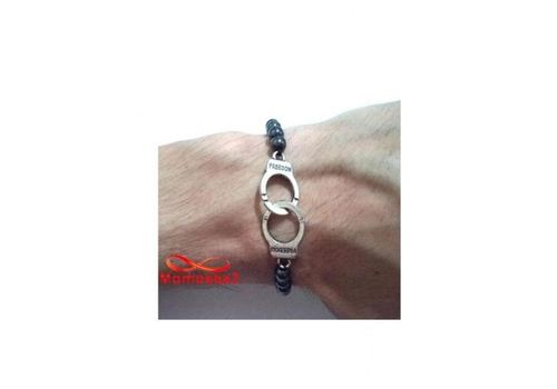 Agate Bracelet Hématite Avec Pendentif Menotte Freedom Unisex - Fil Réglable au meilleur prix au Maroc