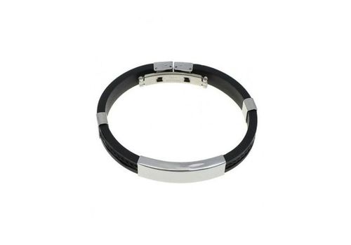 Bracelet En Acier Inoxydable Argenté Et Silicone Noir (Réglable) au meilleur prix au Maroc