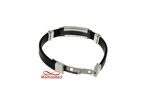 Bracelet en silicone et acier inoxydable argenté (réglable) au meilleur prix au Maroc