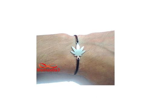 Bracelet Fil Noir Réglable Avec Pendentif Marijuana En Acier Inoxydable - Unisex au meilleur prix au Maroc