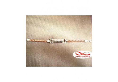 Bracelet cuir MARRON et acier inoxydable au meilleur prix au Maroc