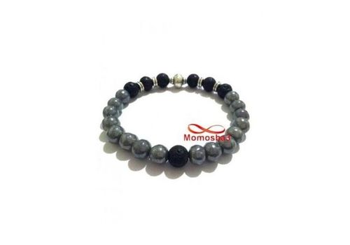 Agate Pierre Naturelle GRIS + Noir - Unisex au meilleur prix au Maroc
