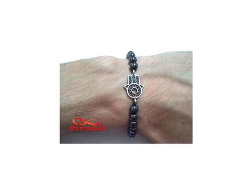 Agate Bracelet Hématite Avec Pendentif Khmissa Unisex - Fil Réglable au meilleur prix au Maroc