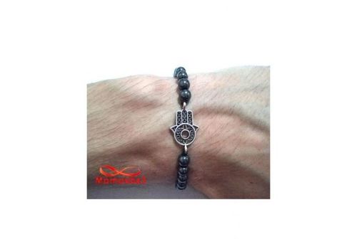 Agate Bracelet Hématite Avec Pendentif Khmissa Unisex - Fil Réglable au meilleur prix au Maroc