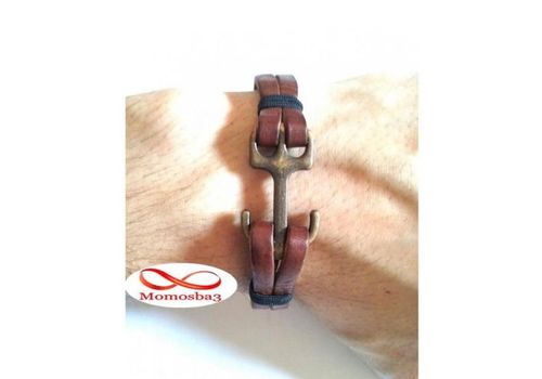 Bracelet Marine En Cuir MARRON Ancre BRONZE (Réglable) au meilleur prix au Maroc