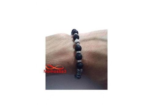 Agate Pierre Naturelle GRIS + Noir - Unisex au meilleur prix au Maroc